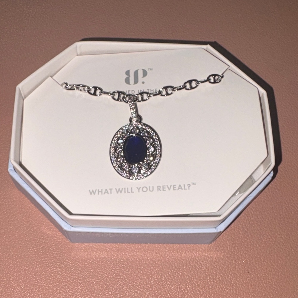 Elegant rhodium, plating lab created sapphire fused with genuine quartz